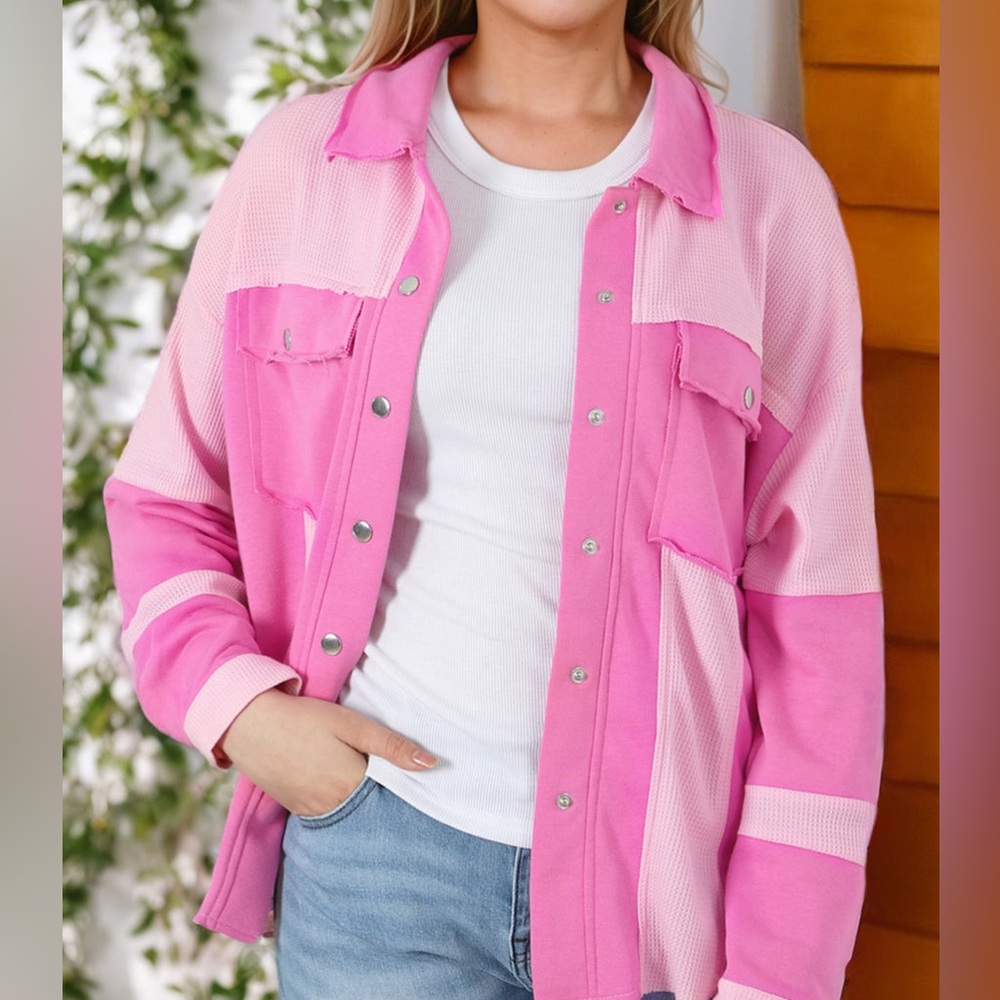 Patchwork Pink Button Up Jacket. - Picture 4 of 16